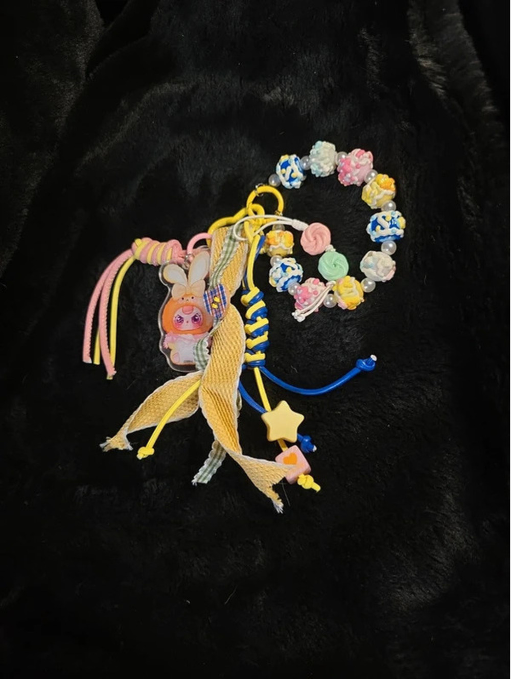 Baby Three Keyring Blue & Yellow